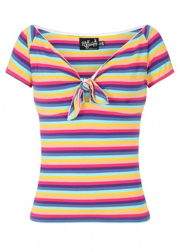 Hell Bunny Harmony Rainbow 50's Top Multi Colour