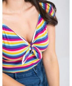 Hell Bunny Harmony Rainbow 50's Top Multi Colour