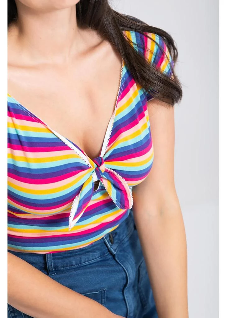 Hell Bunny Harmony Rainbow 50's Top Multi Colour