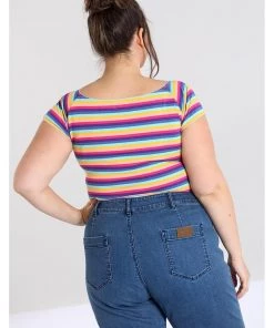 Hell Bunny Harmony Rainbow 50's Top Multi Colour