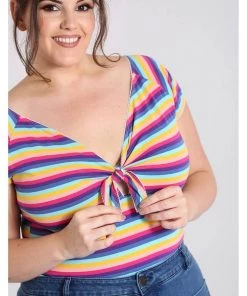 Hell Bunny Harmony Rainbow 50's Top Multi Colour