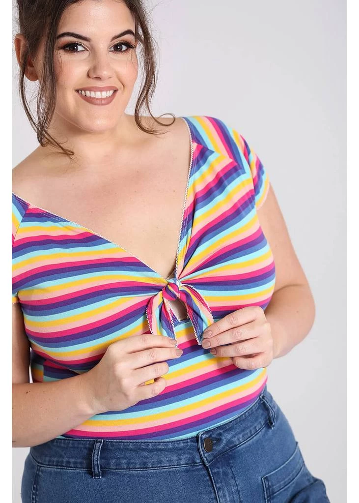 Hell Bunny Harmony Rainbow 50's Top Multi Colour
