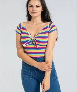 Hell Bunny Harmony Rainbow 50's Top Multi Colour