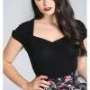 Hell Bunny Mia 50's Top In Black New In