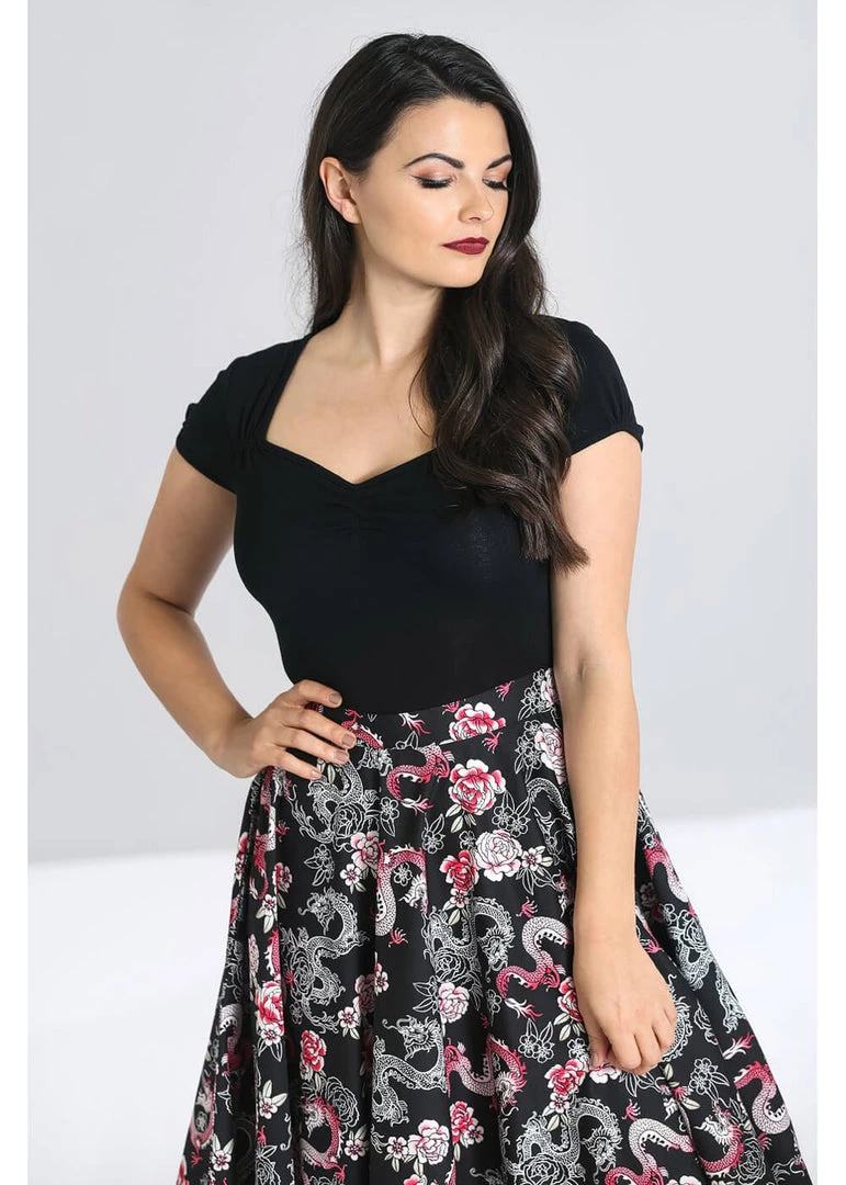 Hell Bunny Mia 50's Top In Black New In