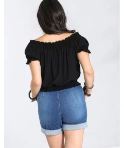 Hell Bunny Soledad 70's Gypsy Top Black New In