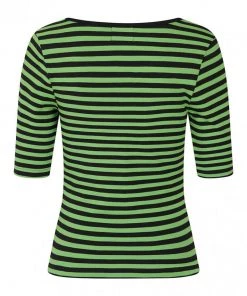 New In Hell Bunny Warlock Striped 60's Top Black Green