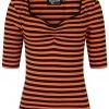 New In Hell Bunny Warlock Striped 60's Top Black Orange