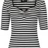 New In Hell Bunny Warlock Striped 60's Top Black White