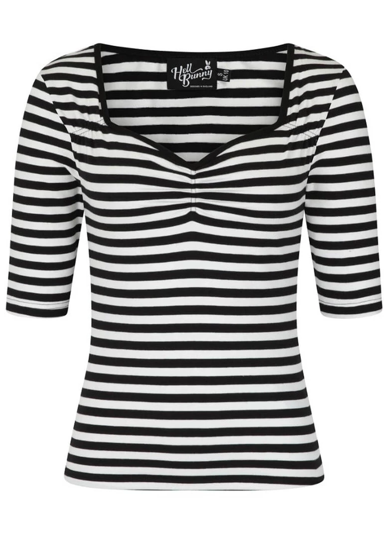 New In Hell Bunny Warlock Striped 60's Top Black White