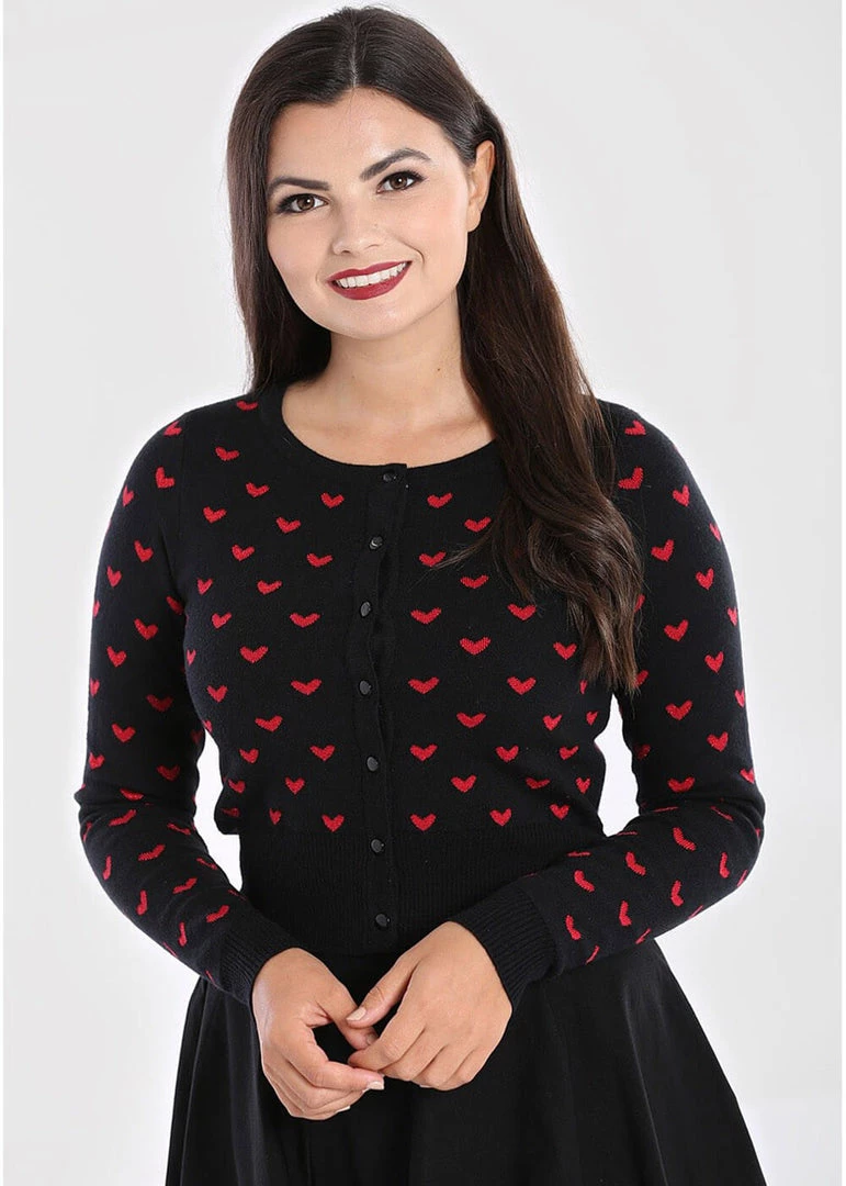 Hell Bunny Corazon Hearts 50's Cardigan Black