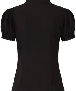 New In Hell Bunny Skelli Skull 40's Blouse Black