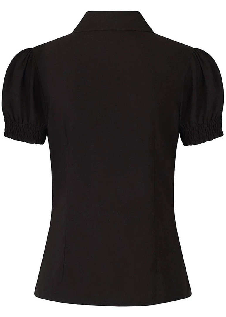 New In Hell Bunny Skelli Skull 40's Blouse Black