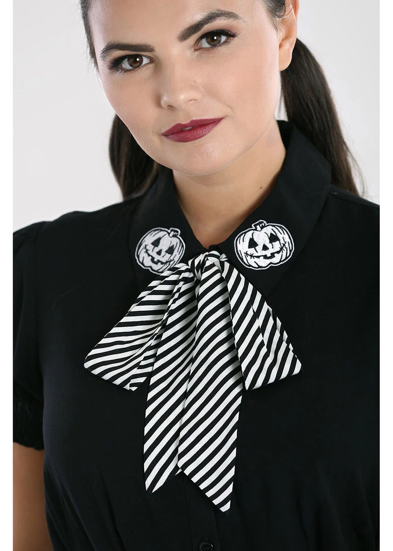 New In Hell Bunny Skelli Skull 40's Blouse Black