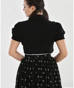 New In Hell Bunny Skelli Skull 40's Blouse Black