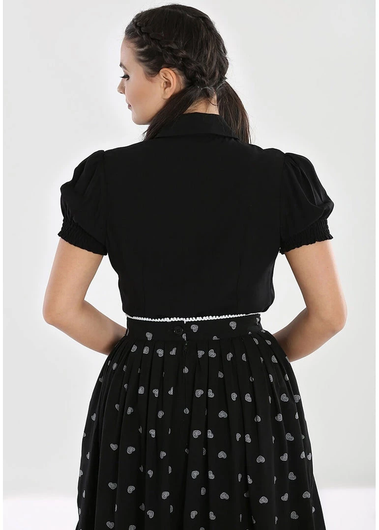 New In Hell Bunny Skelli Skull 40's Blouse Black