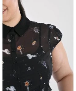 Hell Bunny Trick Or Treat 40's Blouse Black