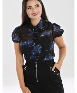 New In Hell Bunny Twilight Bat Blouse Black
