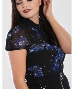 New In Hell Bunny Twilight Bat Blouse Black