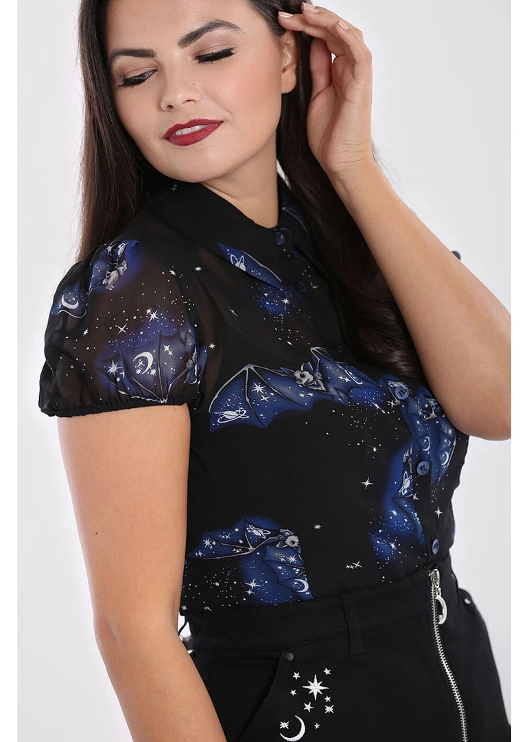 New In Hell Bunny Twilight Bat Blouse Black