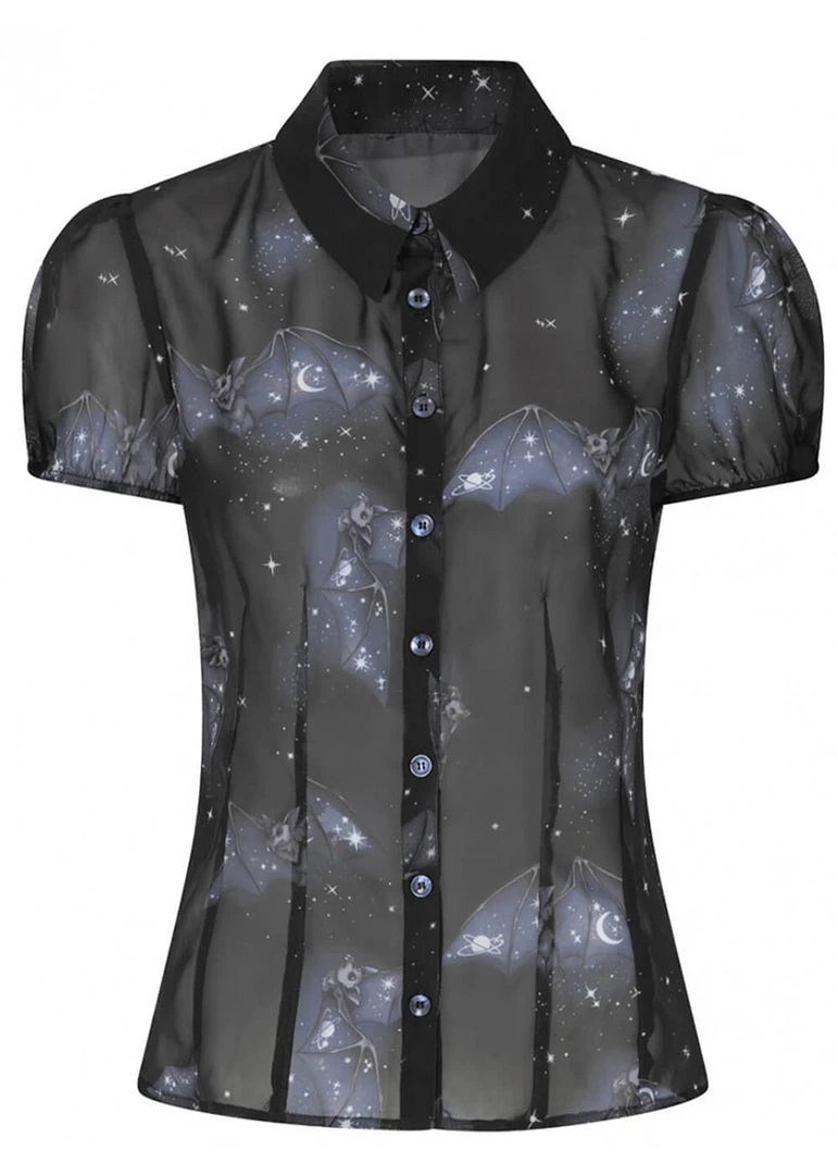 New In Hell Bunny Twilight Bat Blouse Black