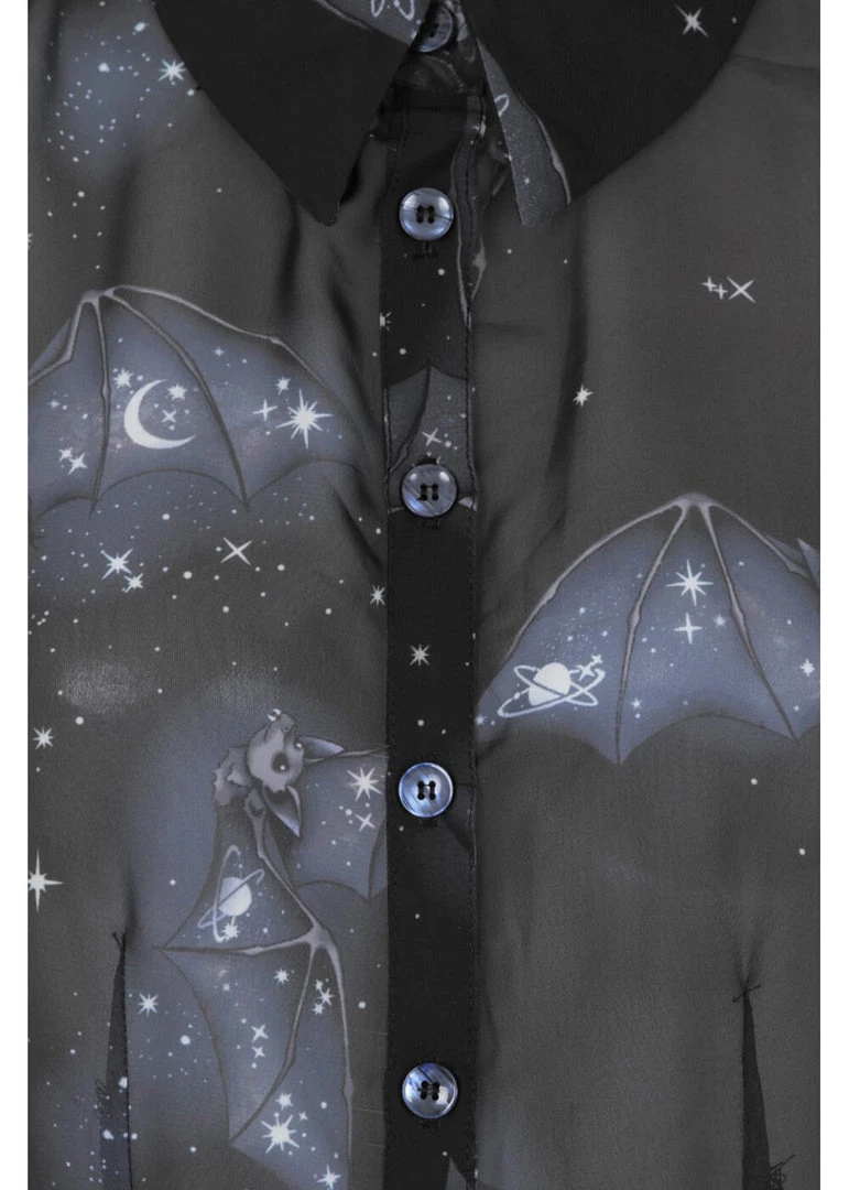 New In Hell Bunny Twilight Bat Blouse Black