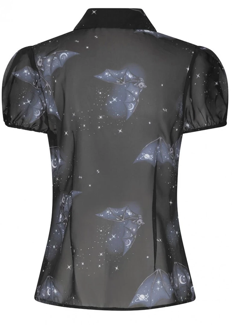 New In Hell Bunny Twilight Bat Blouse Black