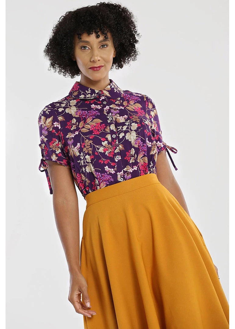Hell Bunny Berry Crush 40's Blouse Purple New In