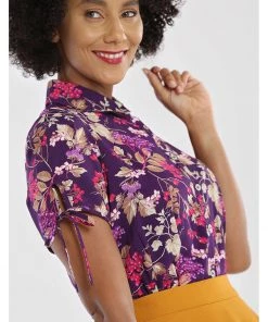 Hell Bunny Berry Crush 40's Blouse Purple New In