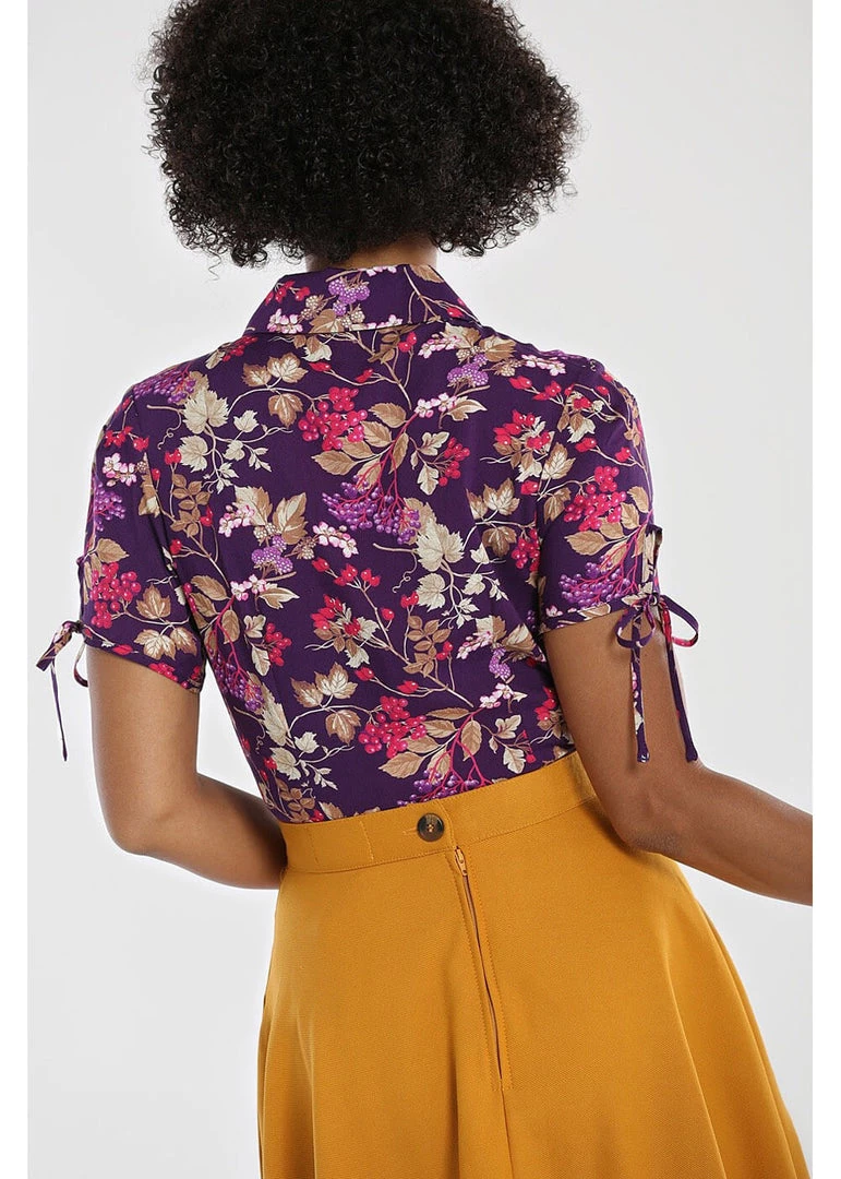 Hell Bunny Berry Crush 40's Blouse Purple New In