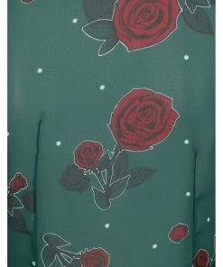 New In Hell Bunny Leonora Rose 40's Blouse Dark Green