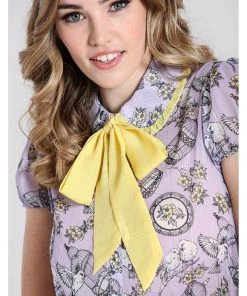 Hell Bunny Willow Sparrow Birdcage 40's Blouse Lavender New In