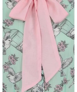 Hell Bunny Willow Sparrow Birdcage 40's Blouse Mint Green New In