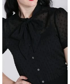 Hell Bunny Frilly Sundae 40's Blouse Black