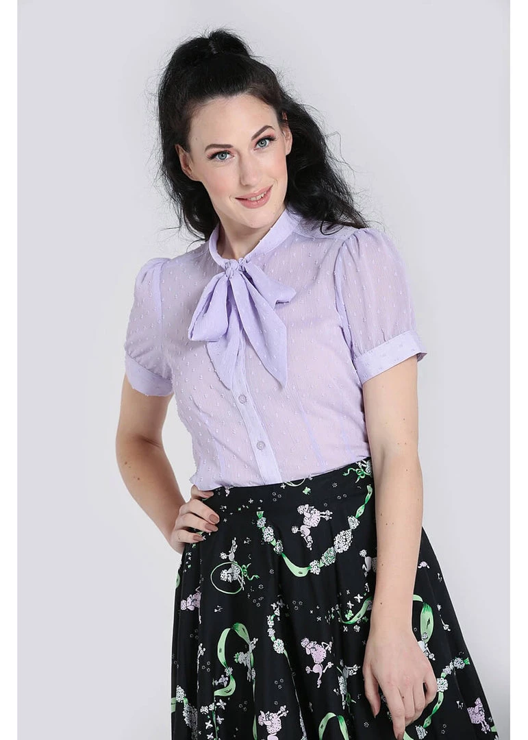 Hell Bunny Frilly Sundae 40's Blouse Lavender New In