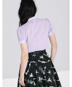 Hell Bunny Frilly Sundae 40's Blouse Lavender New In