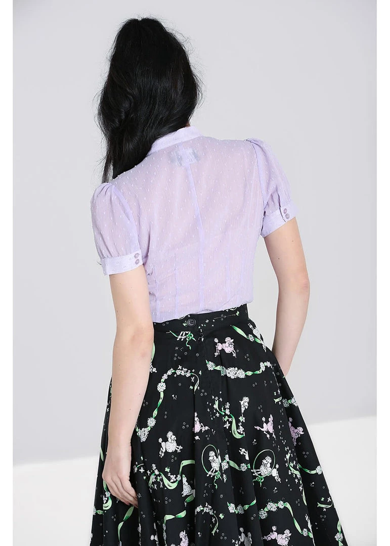 Hell Bunny Frilly Sundae 40's Blouse Lavender New In