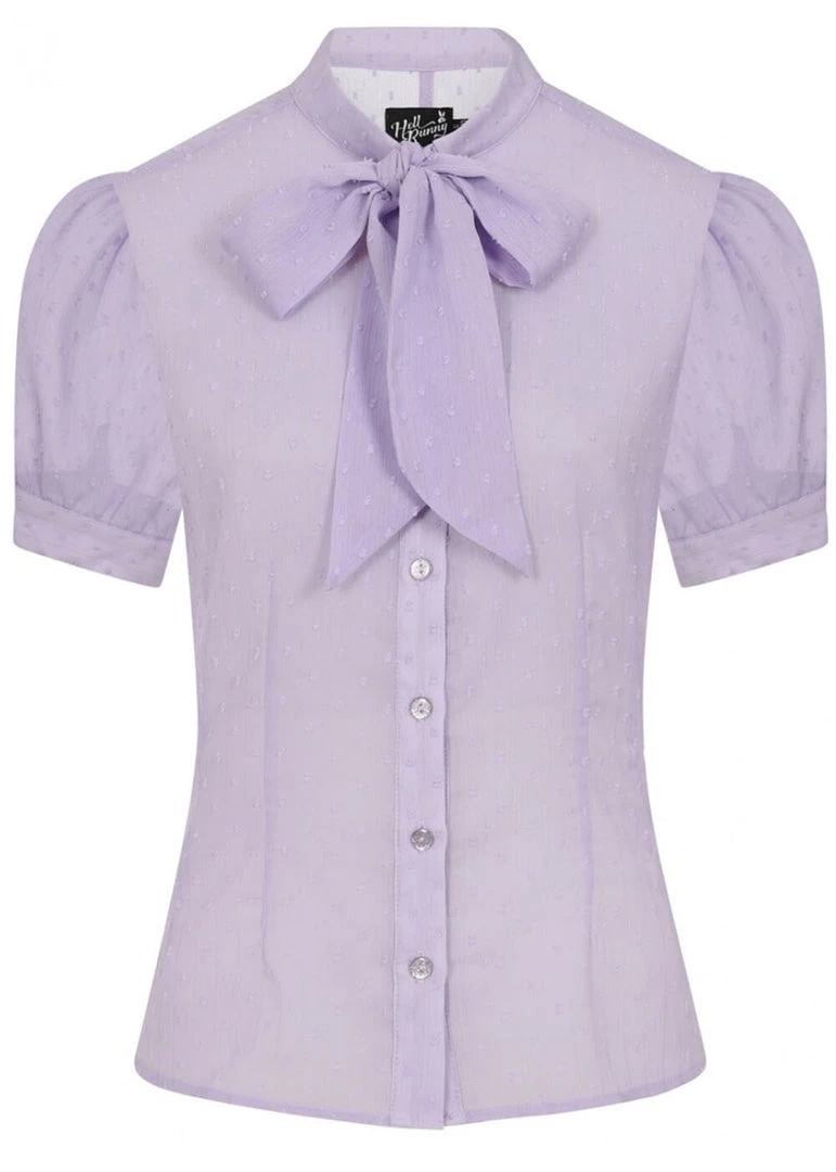 Hell Bunny Frilly Sundae 40's Blouse Lavender New In