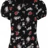 Hell Bunny Star Catcher Unicorn 60's Blouse Black New In
