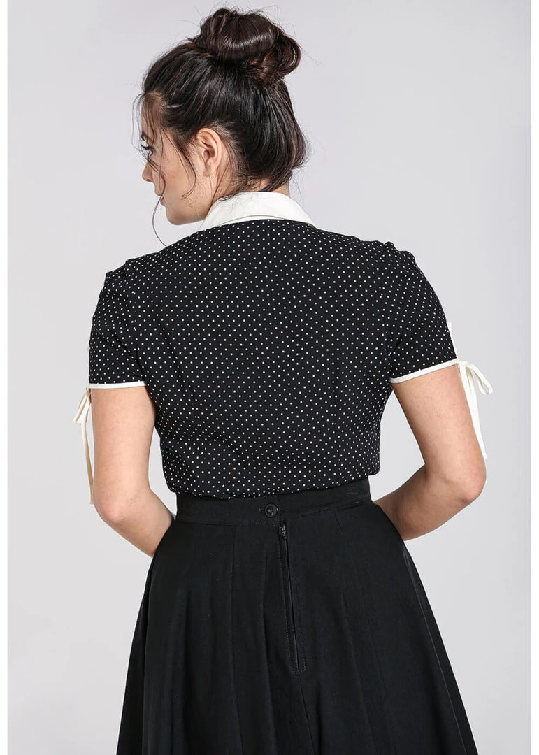 Hell Bunny Miffy Polkadot 40's Blouse Black