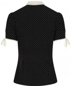Hell Bunny Miffy Polkadot 40's Blouse Black