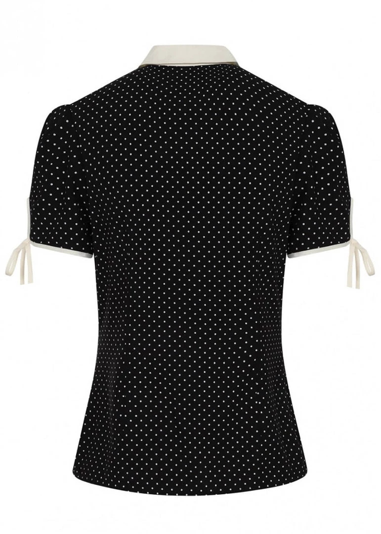 Hell Bunny Miffy Polkadot 40's Blouse Black