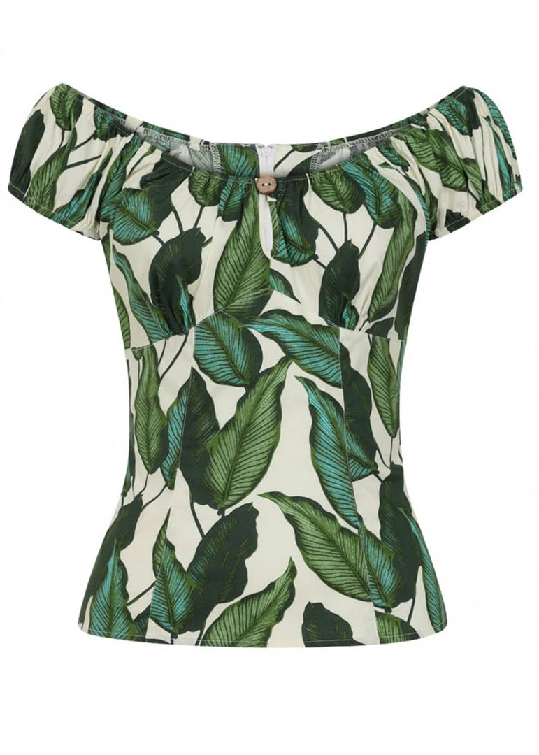 New In Hell Bunny Rainforest 50's Top Ivory