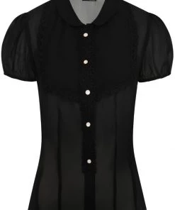 New In Hell Bunny Taffy 40's Blouse Black