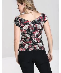 Hell Bunny Lanah Fan 50's Top Black