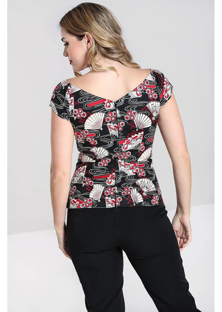 Hell Bunny Lanah Fan 50's Top Black