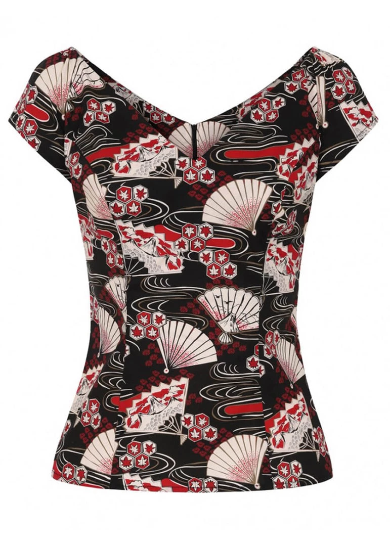 Hell Bunny Lanah Fan 50's Top Black