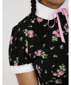 Hell Bunny Bobby Sue Rose 40's Blouse Black New In