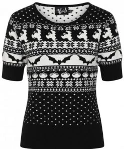 New In Hell Bunny Spook 40's Jumper Black White