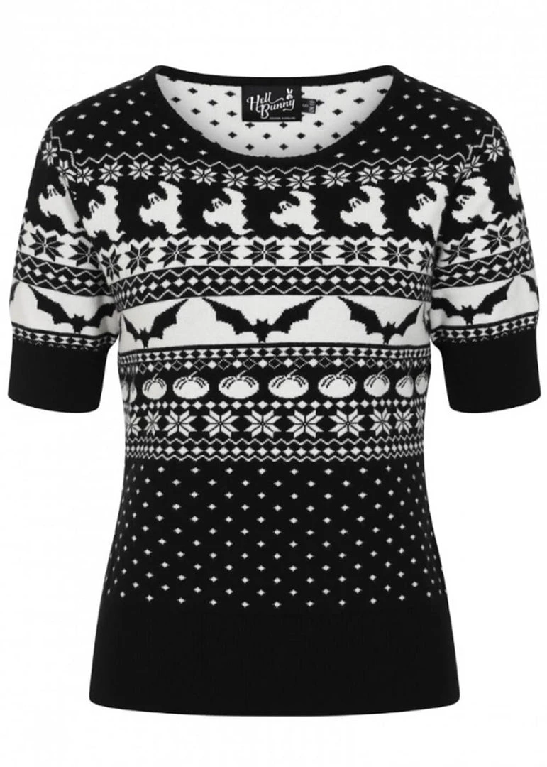 New In Hell Bunny Spook 40's Jumper Black White